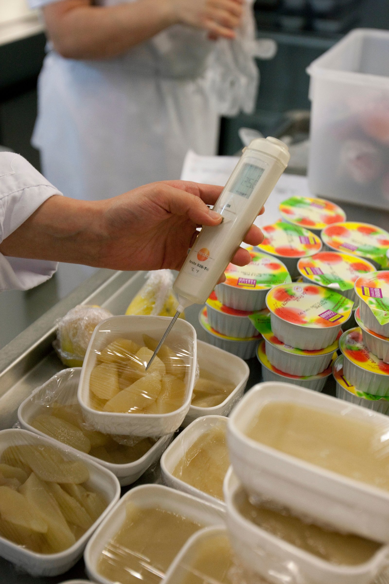Prenent la temperatura d'uns aliments